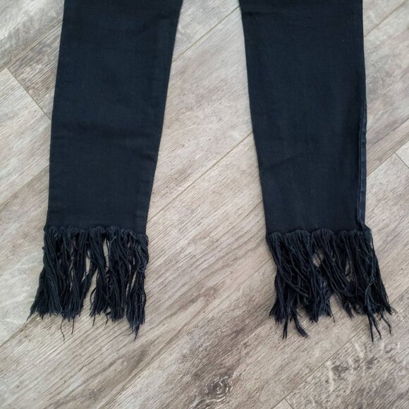 Blank NYC Black Super Fray Hem Skinny Jeans Women's Grunge Black 26 - Picture 7 of 9